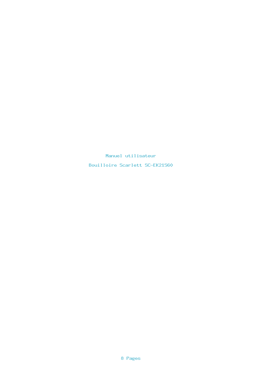 Page 1 de la notice Manuel utilisateur Scarlett SC-EK21S60