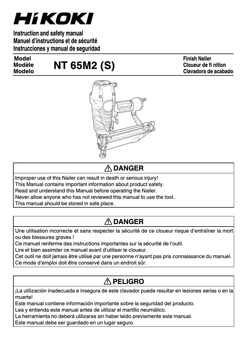 Page 1 of the manual User Manual HiKOKI NT65M2(S)