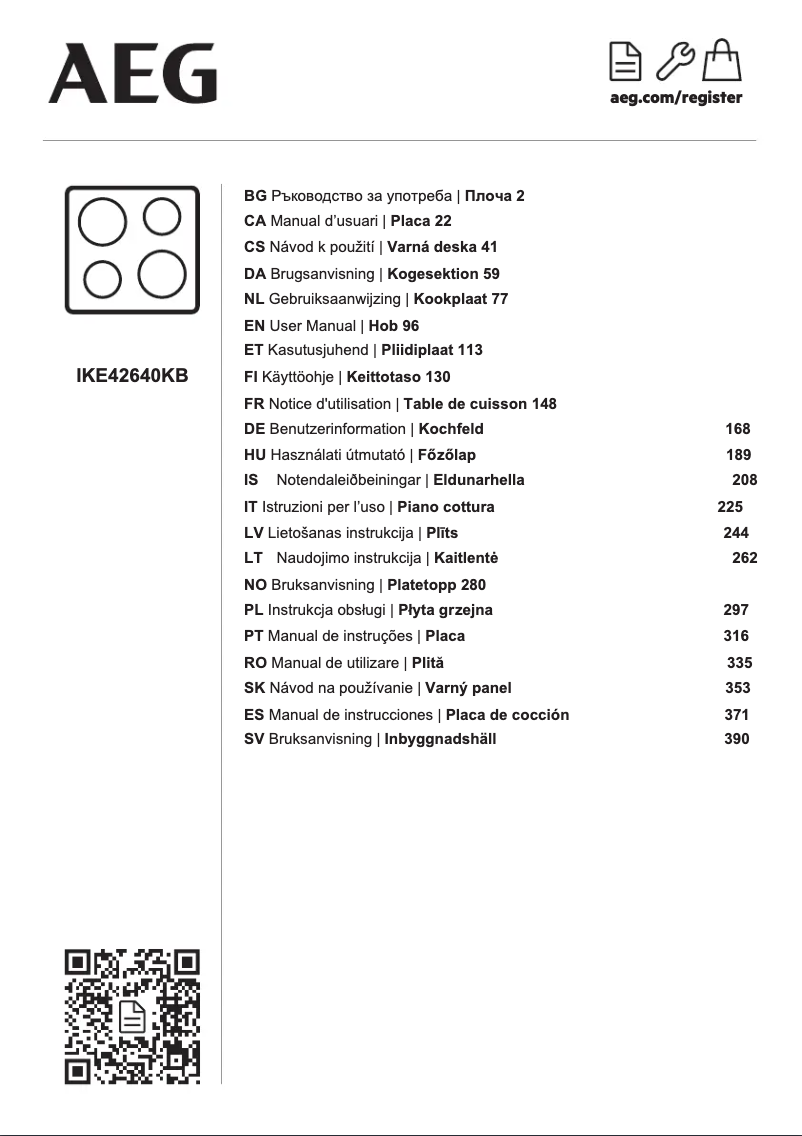 Page 1 de la notice Manuel utilisateur AEG IKE42640KB