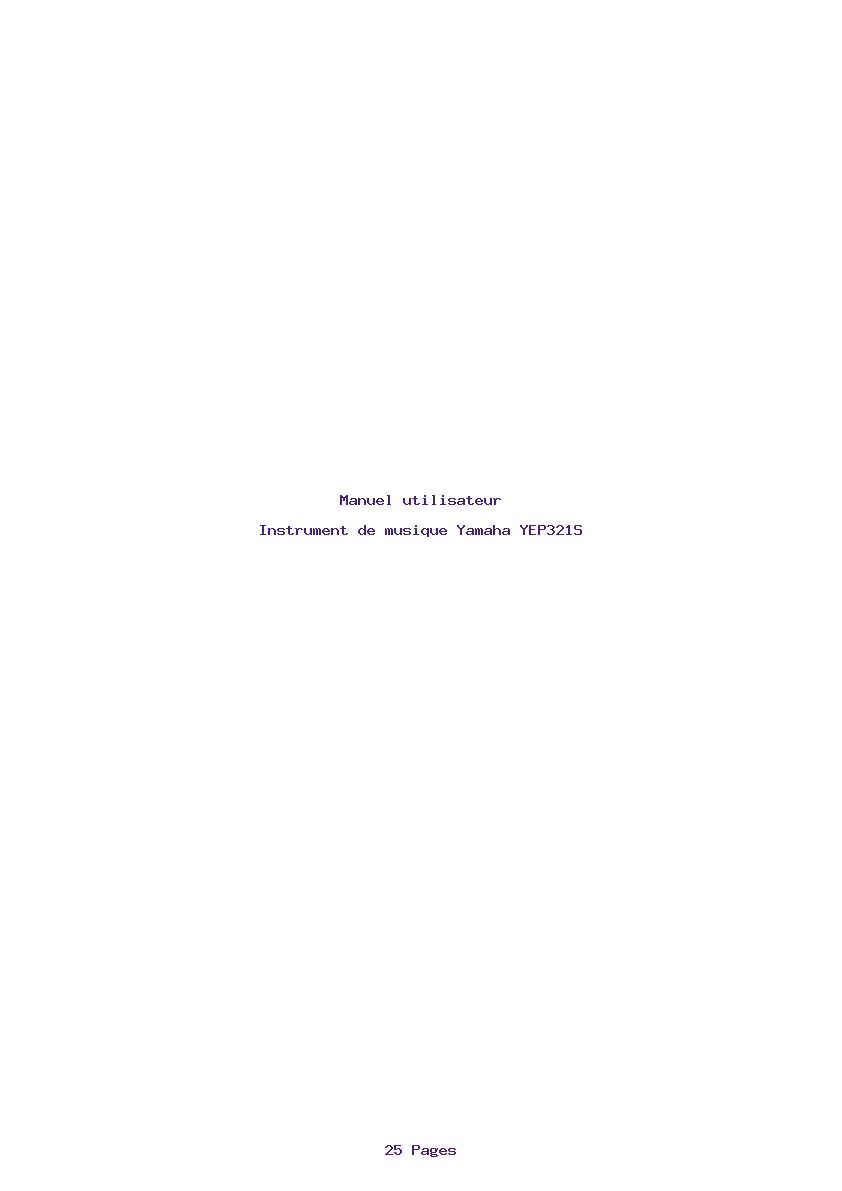 Page 1 de la notice Manuel utilisateur Yamaha YEP321S