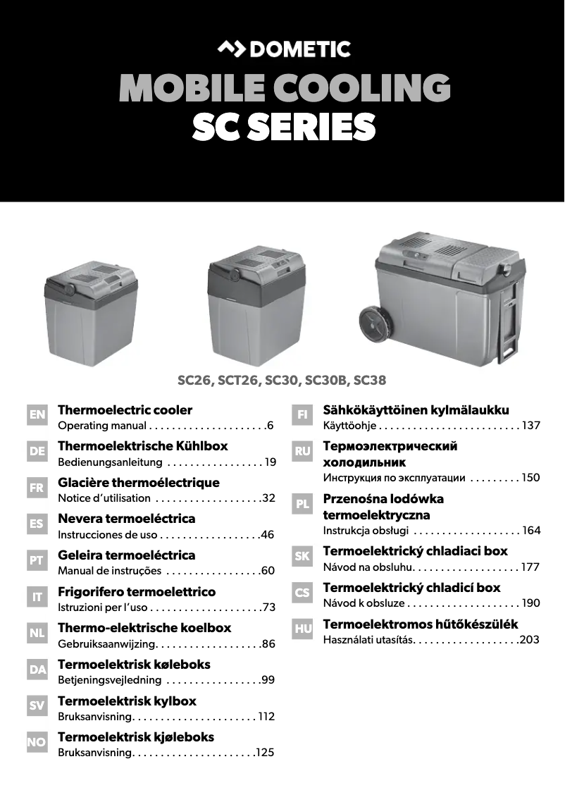 Page 1 de la notice Manuel utilisateur Dometic CoolFun SC 26
