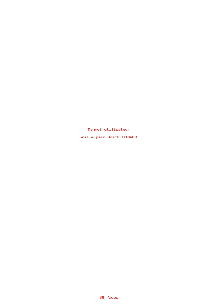 Page 1 de la notice Manuel utilisateur Bosch TFB4431