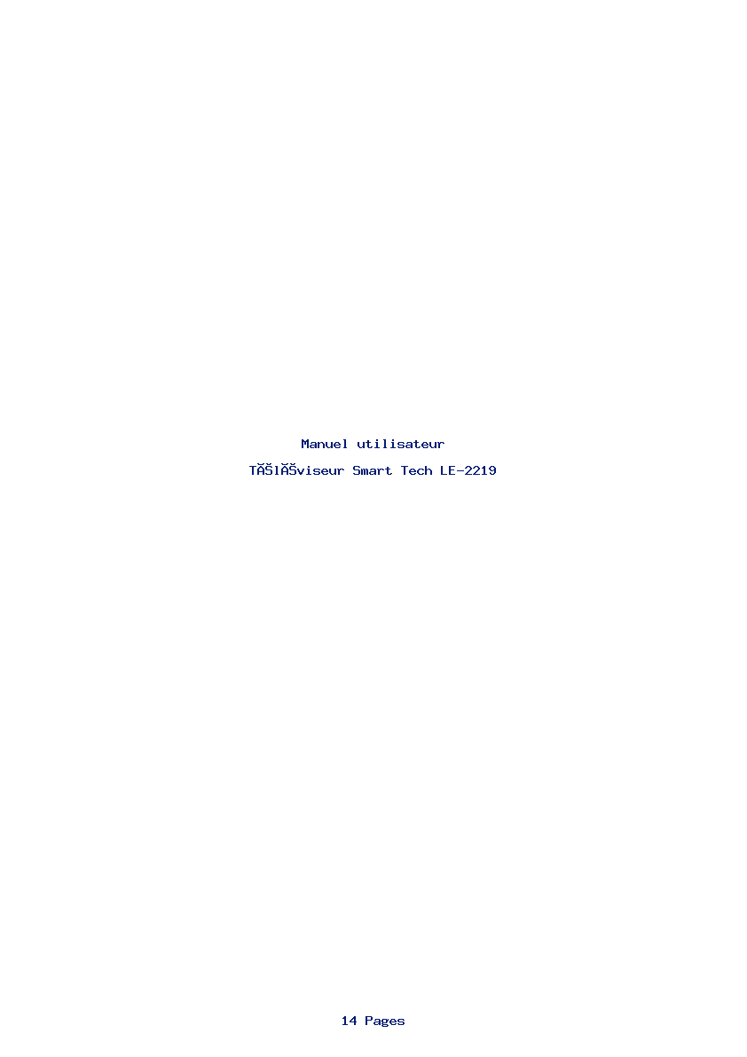 Page 1 de la notice Manuel utilisateur Smart Tech LE-2219