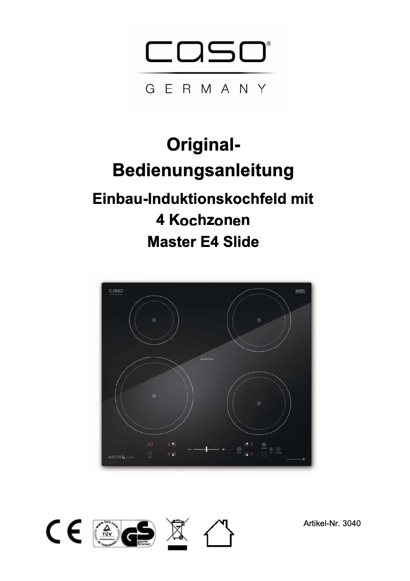 Page 1 de la notice Manuel utilisateur Caso Master E4 Slide