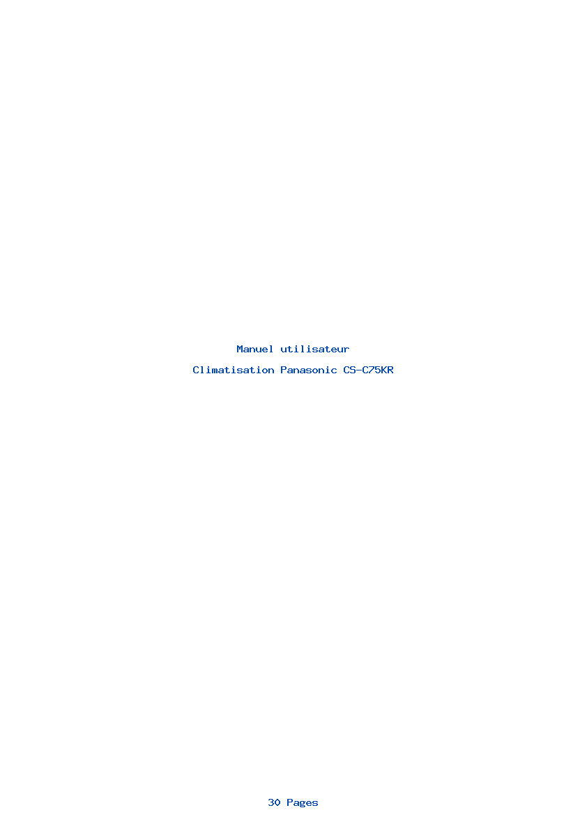 Page 1 de la notice Manuel utilisateur Panasonic CS-C75KR