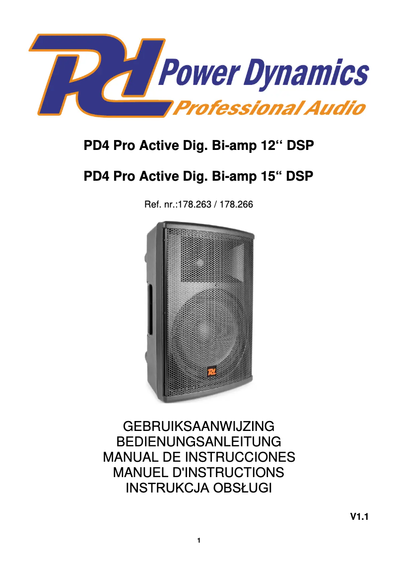 Page 1 de la notice Manuel utilisateur Power Dynamics PD412A