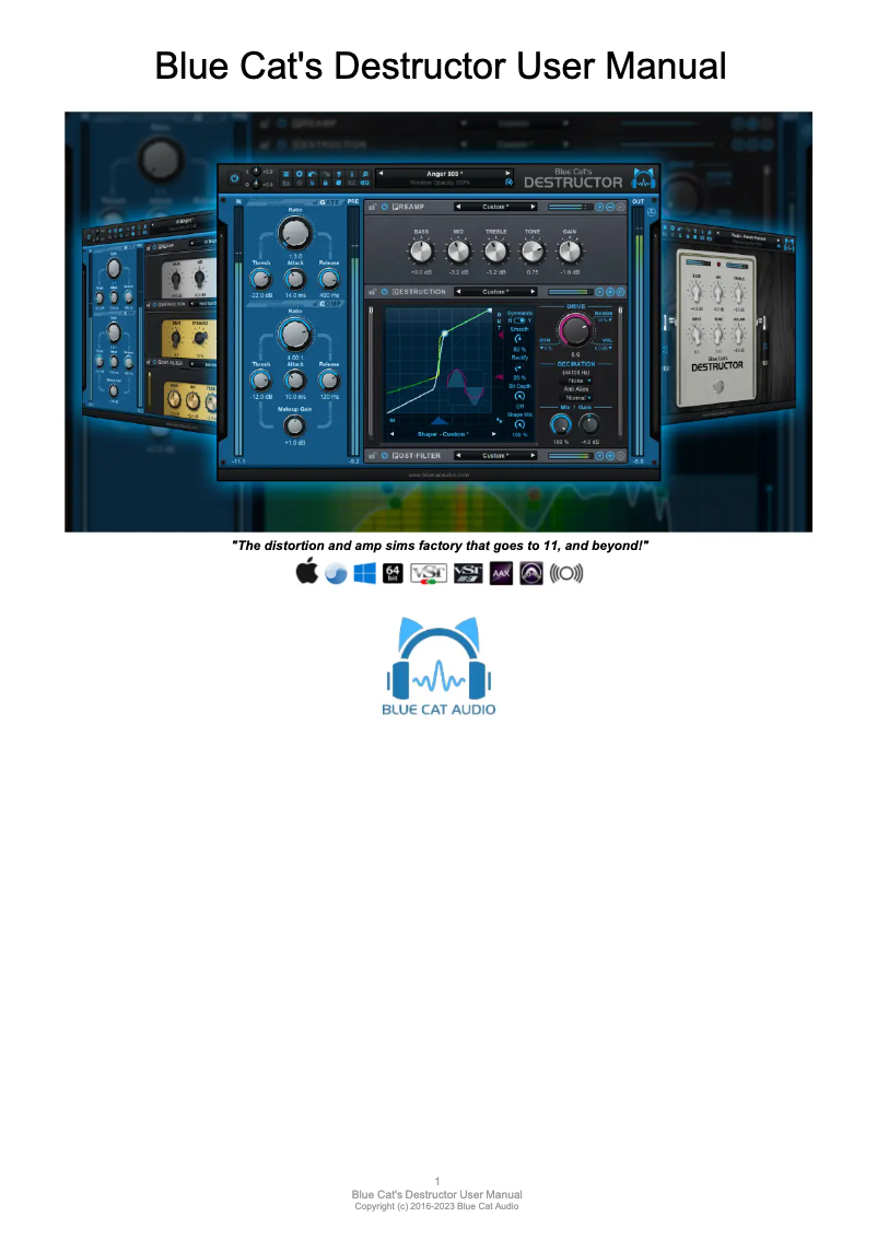 Page 1 de la notice Manuel utilisateur Blue Cat Audio Destructor