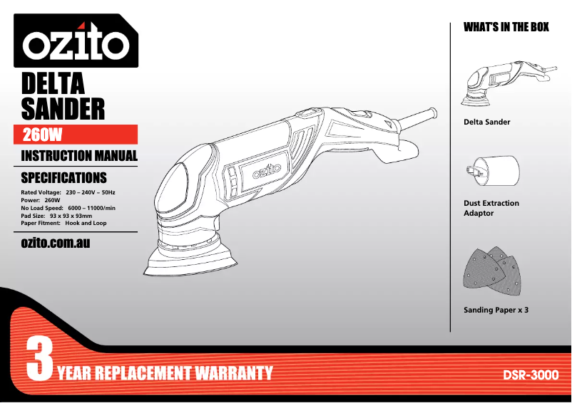 Page 1 de la notice Manuel utilisateur Ozito DSR-3000