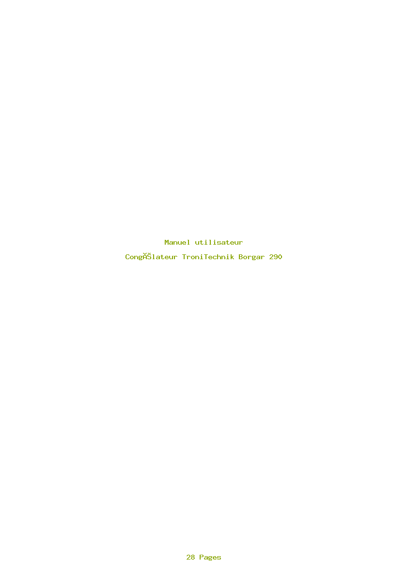 Page 1 de la notice Manuel utilisateur TroniTechnik Borgar 290