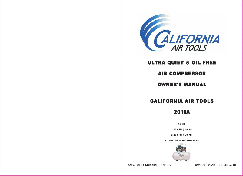 Page 1 of the manual User Manual California Air Tools 2010AGK18