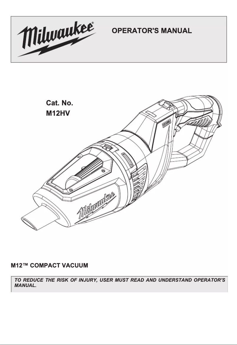 Page 1 de la notice Manuel utilisateur Milwaukee M12 Compact