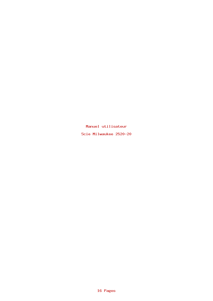Page 1 de la notice Manuel utilisateur Milwaukee 2520-20