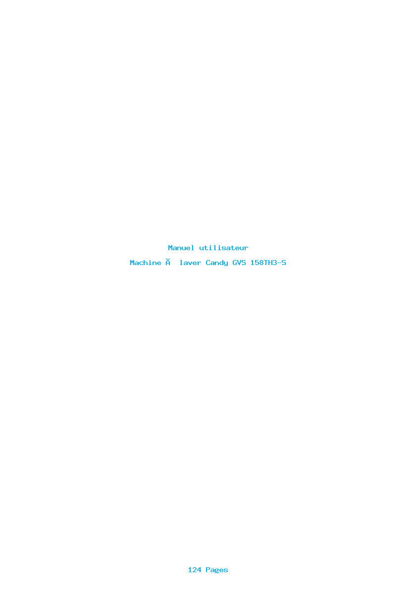 Page 1 de la notice Manuel utilisateur Candy GVS 158TH3-S