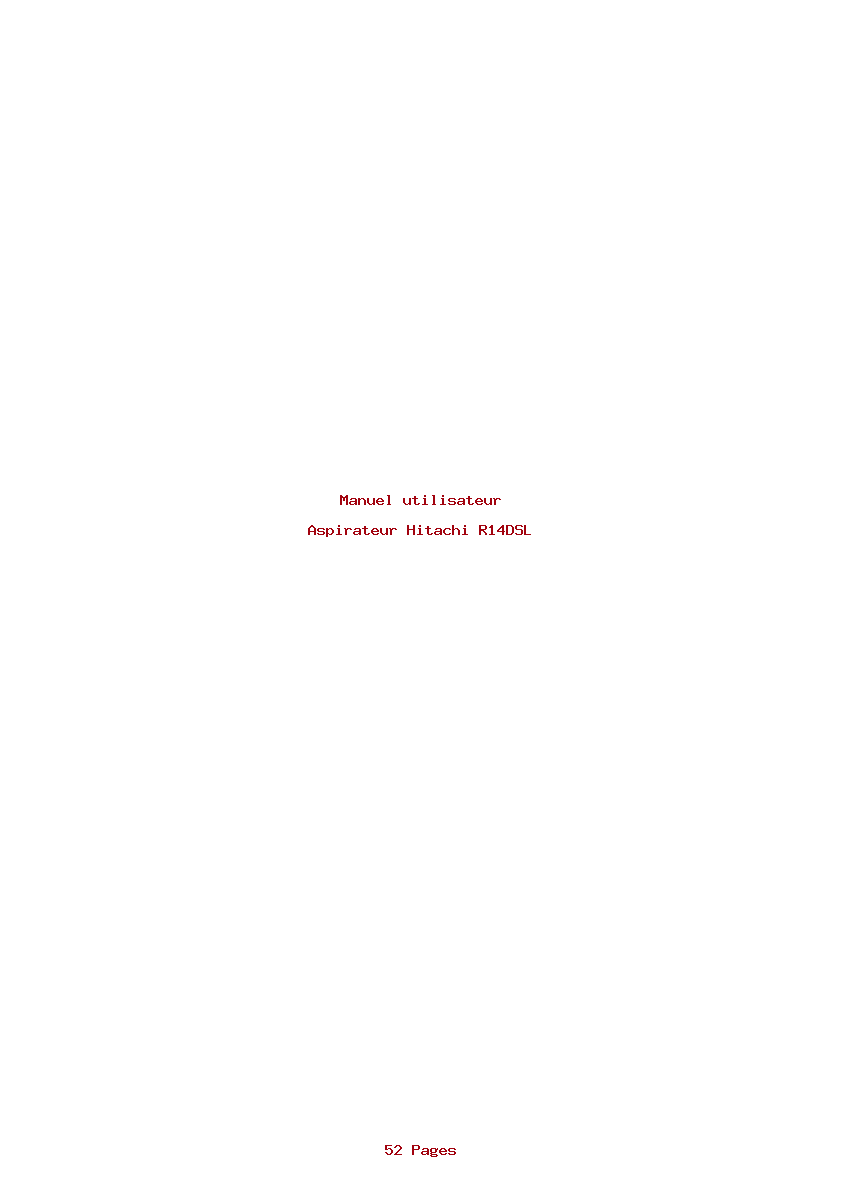Page 1 de la notice Manuel utilisateur Hitachi R14DSL