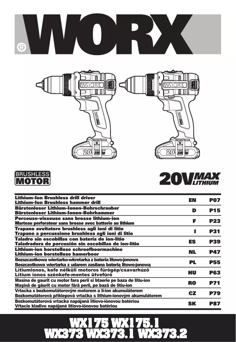 Page 1 de la notice Manuel utilisateur Worx WX373.2