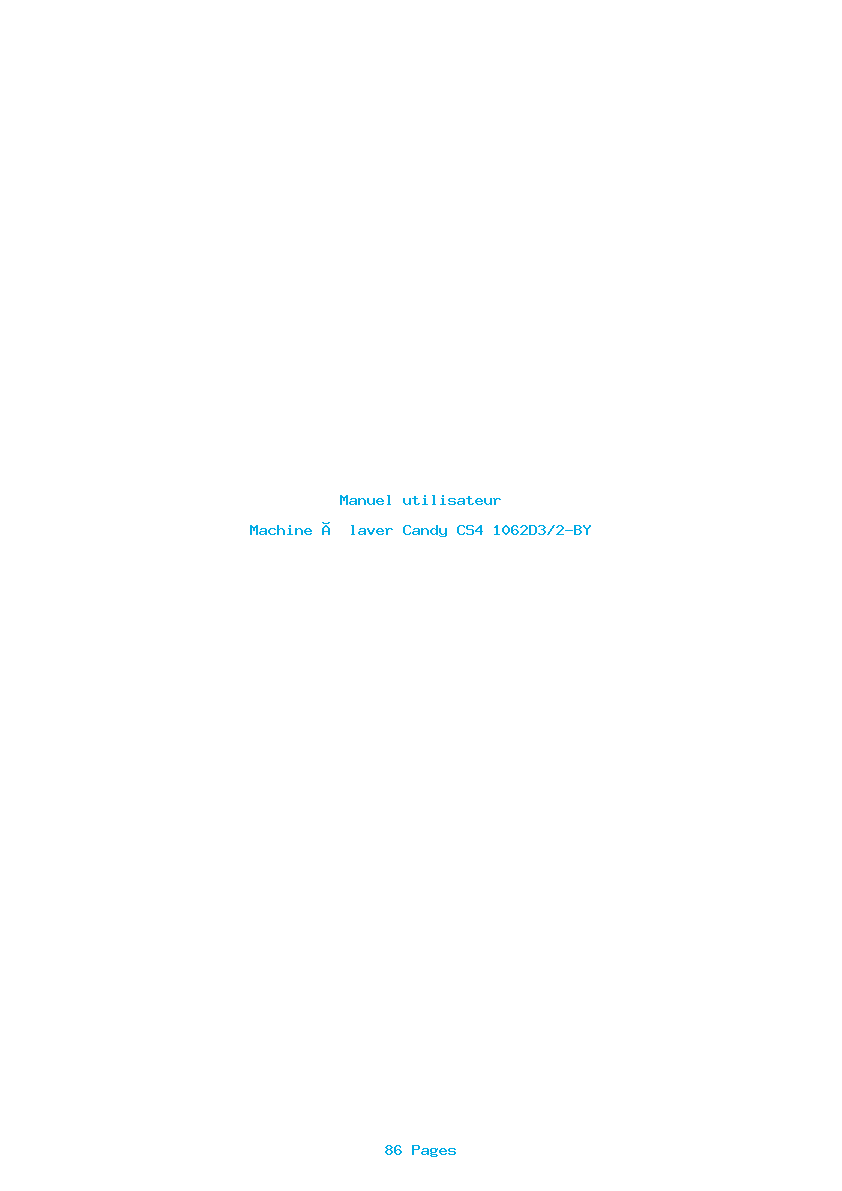 Page 1 de la notice Manuel utilisateur Candy CS4 1062D3/2-BY