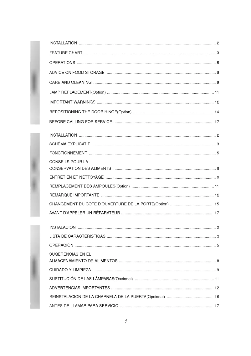 Page 1 de la notice Manuel utilisateur LG GR15W11CPF