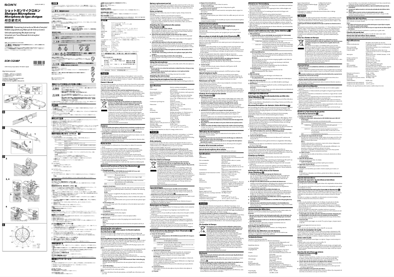 Page 1 de la notice Manuel utilisateur Sony ECM-CG50BP