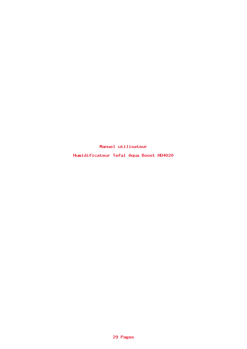 Page 1 de la notice Manuel utilisateur Tefal Aqua Boost HD4020