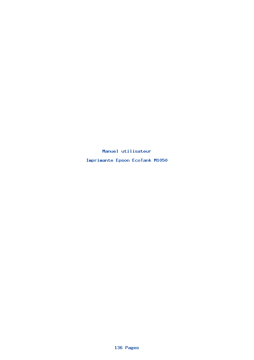 Page 1 de la notice Manuel utilisateur Epson EcoTank M1050