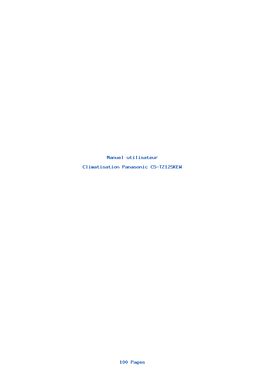 Page 1 de la notice Manuel utilisateur Panasonic CS-TZ12SKEW