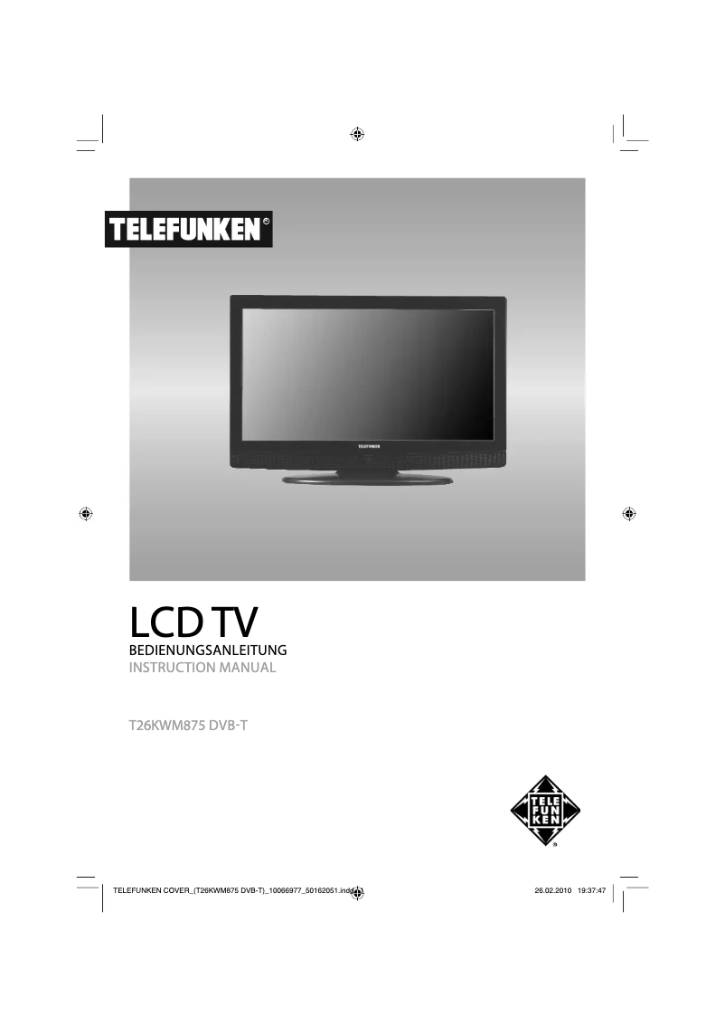 Page 1 de la notice Manuel utilisateur Telefunken T26KWM875 DVB-T