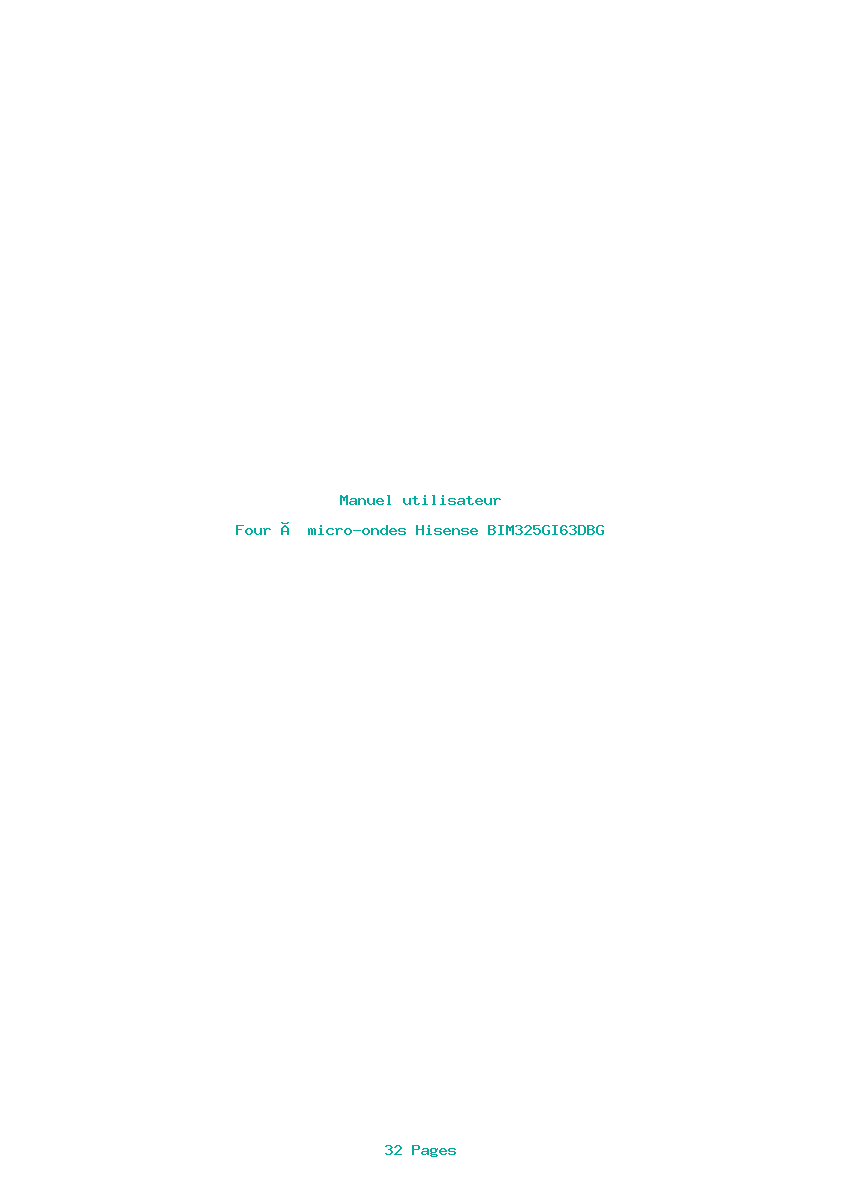 Page 1 de la notice Manuel utilisateur Hisense BIM325GI63DBG