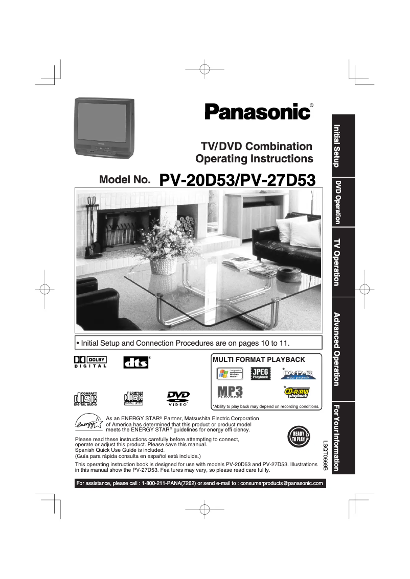 Page 1 de la notice Manuel utilisateur Panasonic PV-27D53