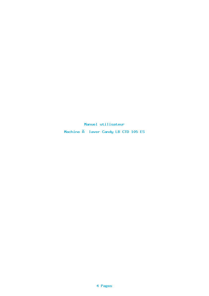 Page 1 de la notice Manuel utilisateur Candy LB CTD 105 ES