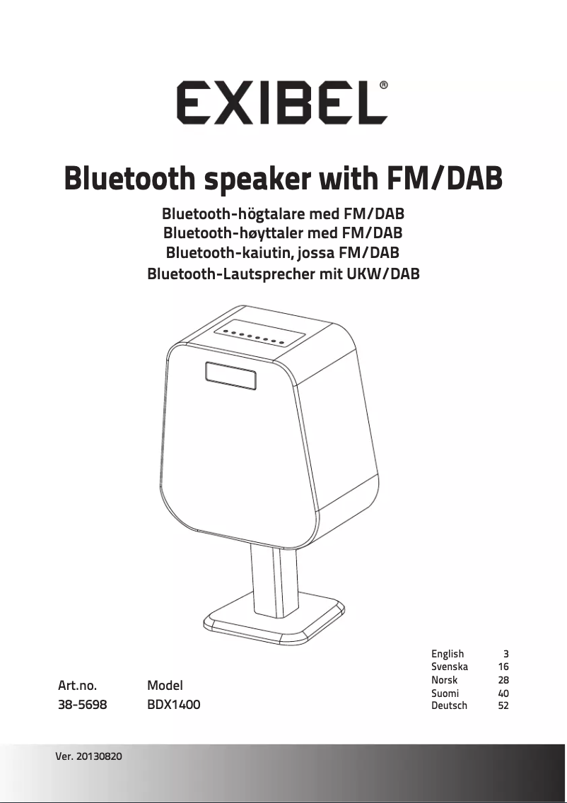 Page 1 de la notice Manuel utilisateur Exibel BDX1400