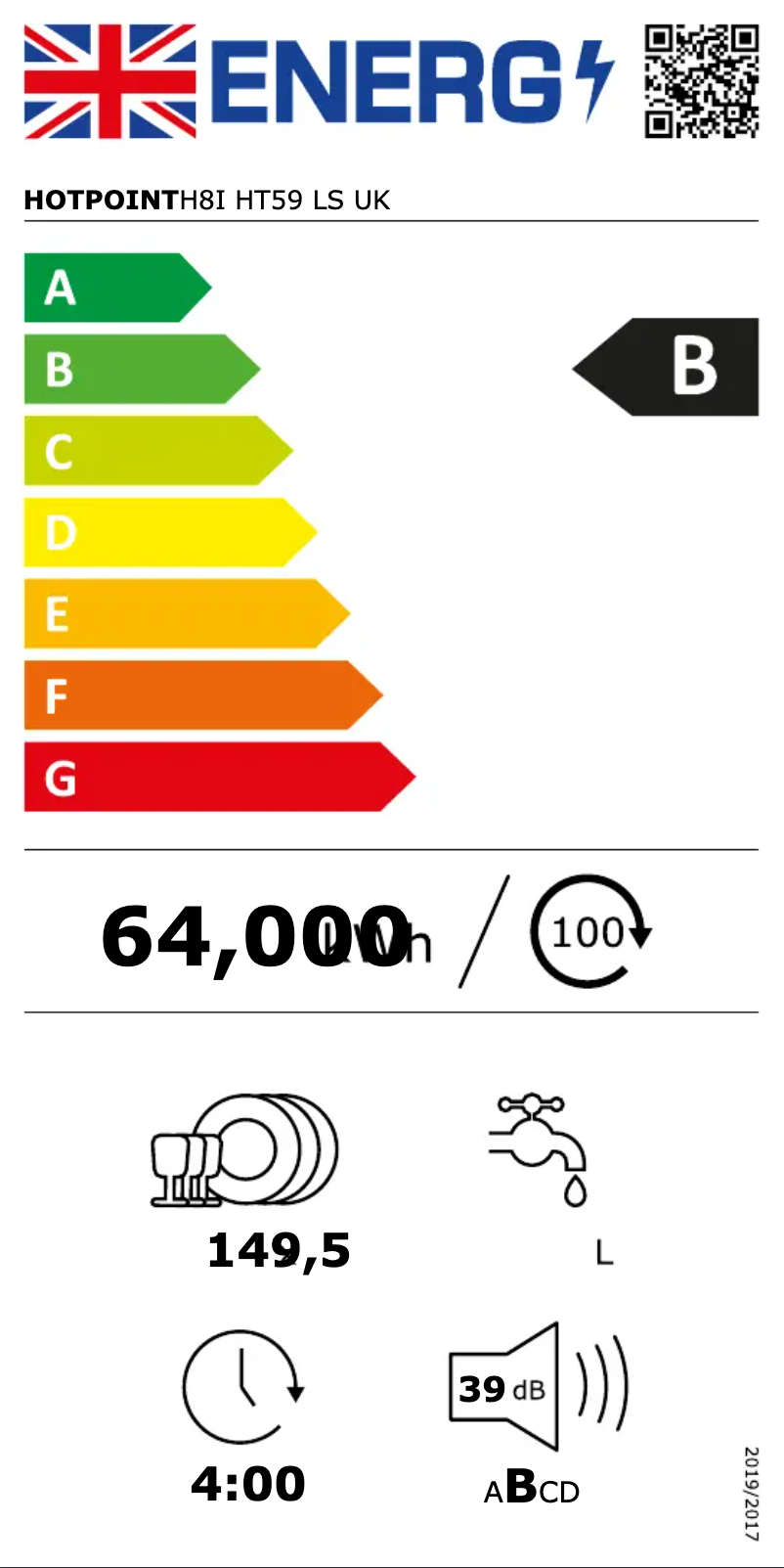 Página 1 del manual Etiqueta energética Hotpoint H8I HT59 LS UK
