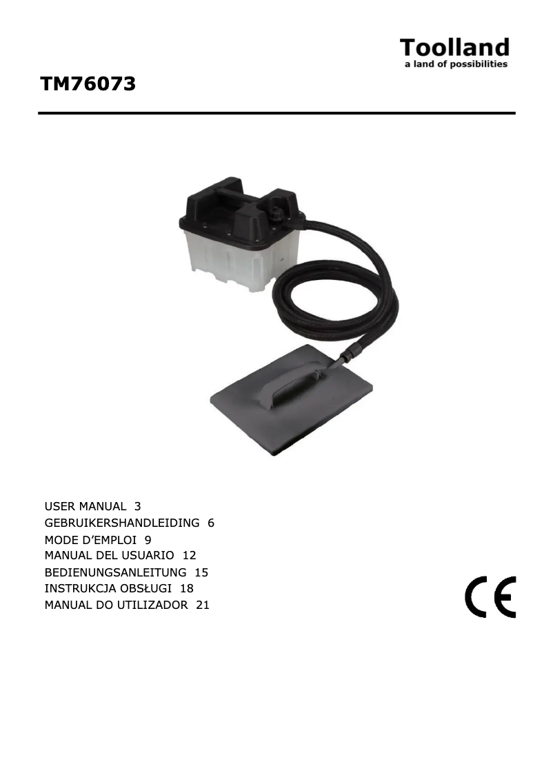 Page 1 of the manual User Manual Toolland TM76073