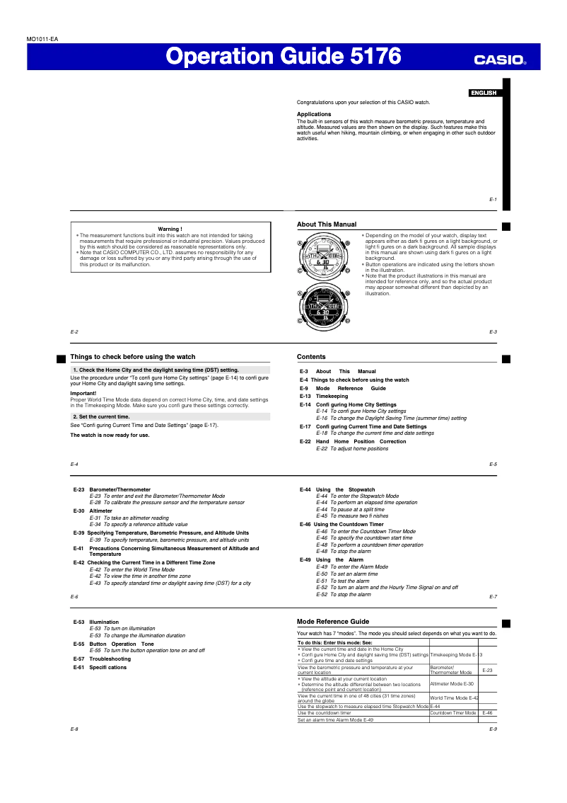 Page 1 de la notice Manuel utilisateur Casio 5176