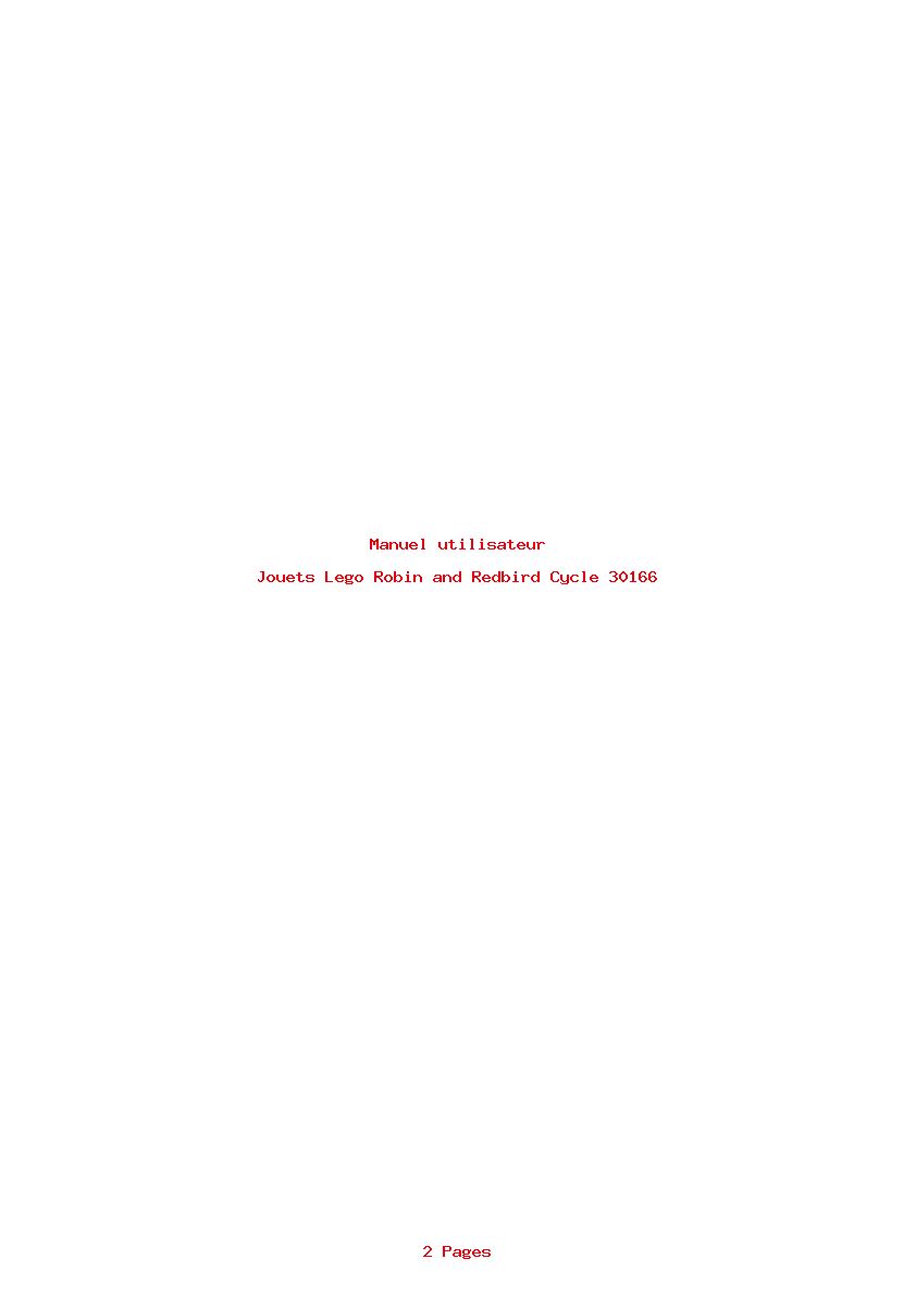 Page 1 de la notice Manuel utilisateur Lego Robin and Redbird Cycle 30166