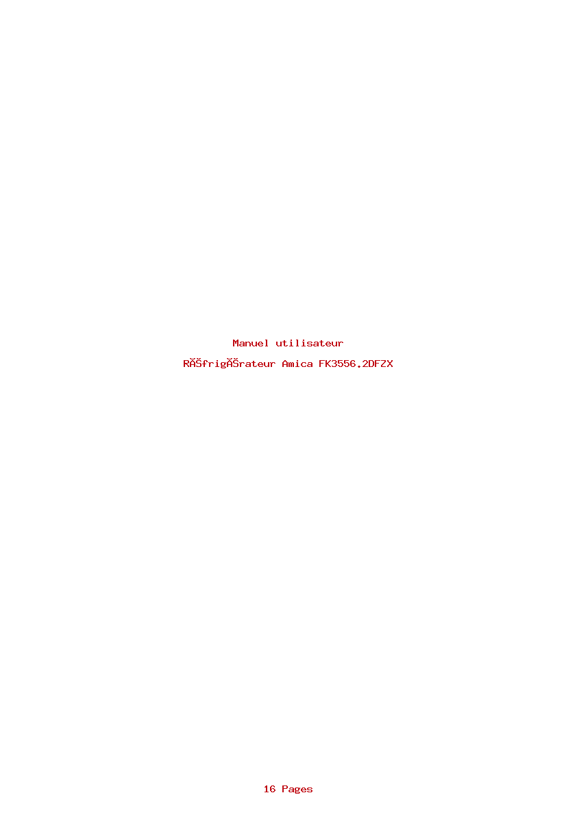 Page 1 de la notice Manuel utilisateur Amica FK3556.2DFZX