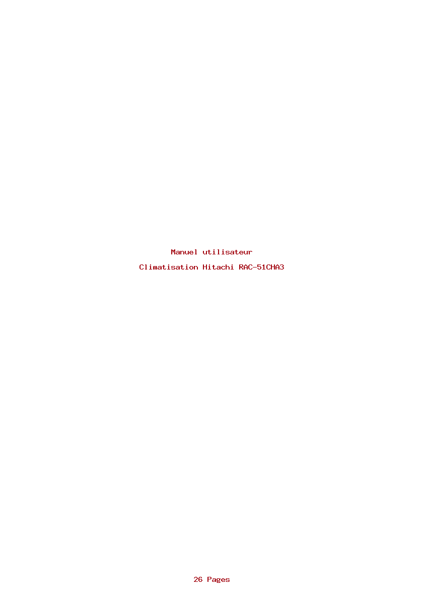 Page 1 de la notice Manuel utilisateur Hitachi RAC-51CHA3