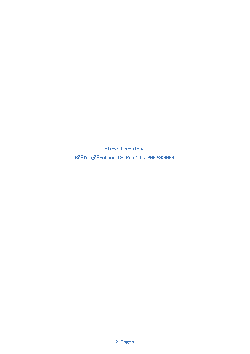 Image de la première page du manuel de l'appareil Profile PNS20KSHSS