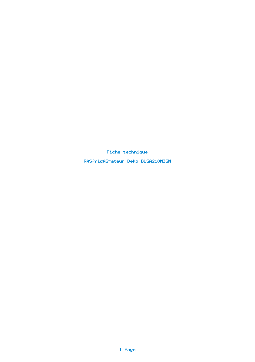Image de la première page du manuel de l'appareil BLSA210M3SN