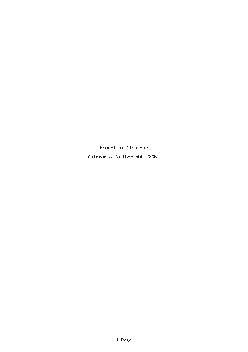 Page 1 de la notice Manuel utilisateur Caliber RDD 786BT