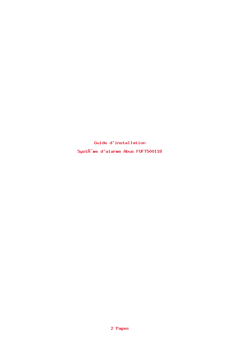 Page 1 de la notice Guide d'installation Abus FUFT50011B