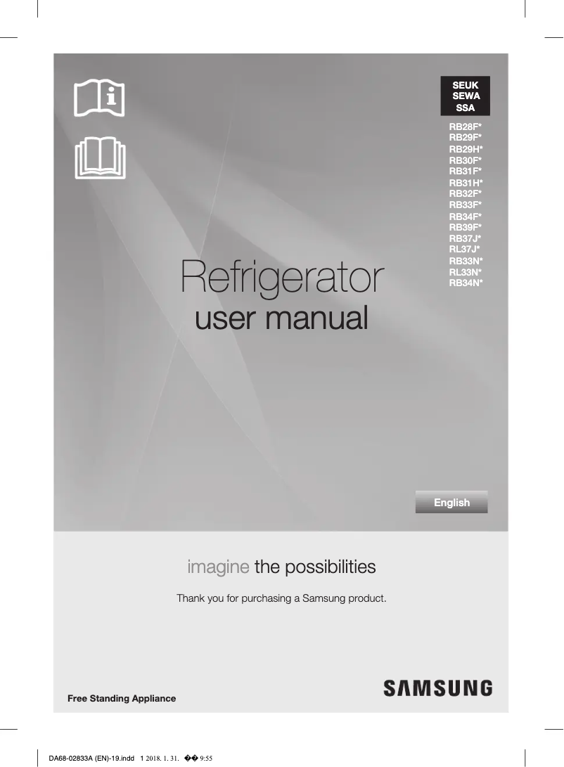 Page 1 de la notice Manuel utilisateur Samsung RB31FERNCBC