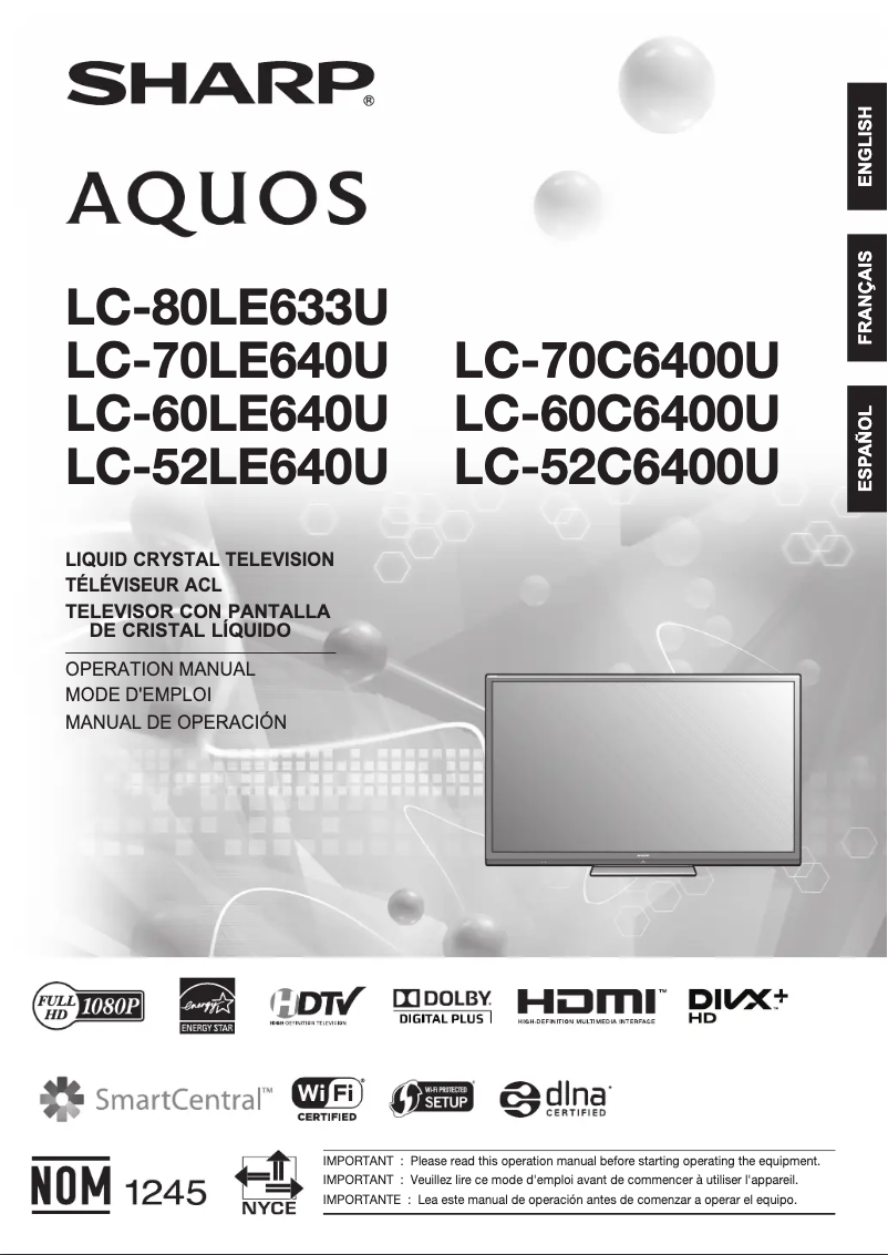 Página 1 del manual Manual de usuario Sharp LC-70C6400U