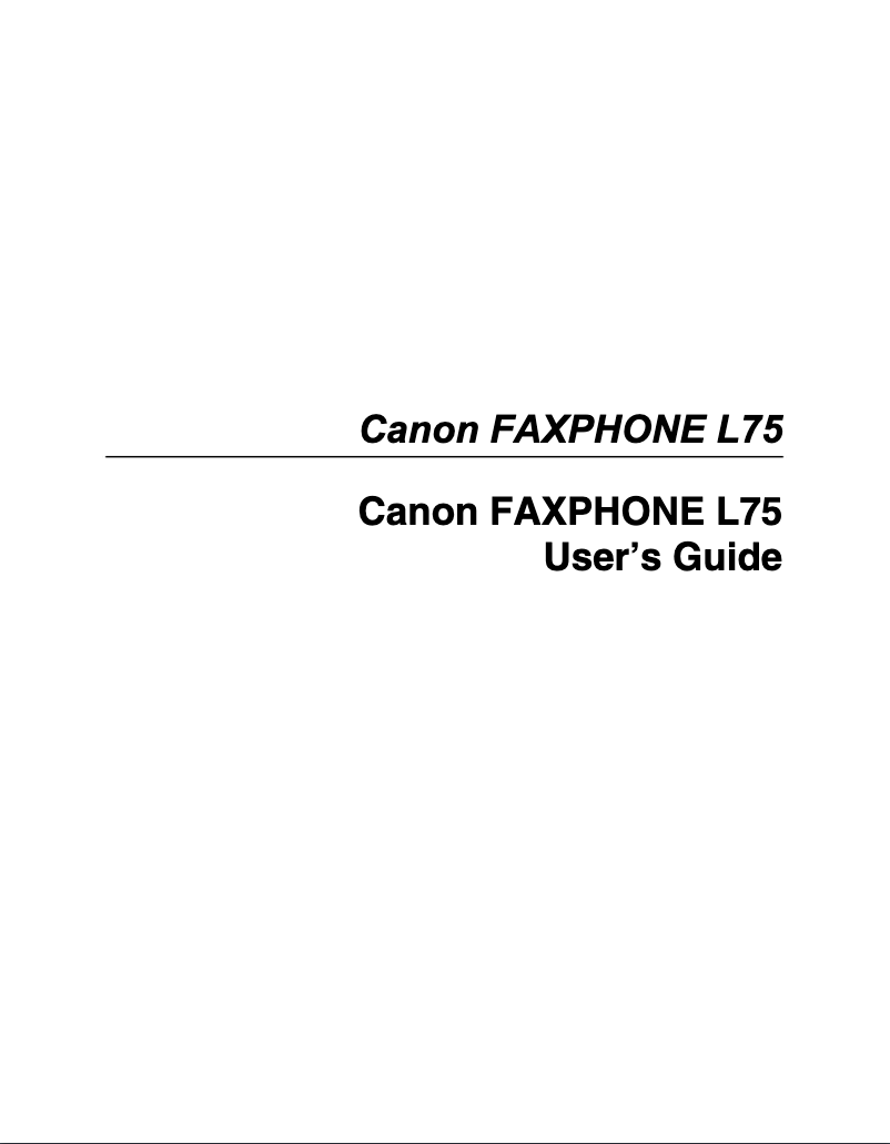 Page 1 de la notice Manuel utilisateur Canon Faxphone L75