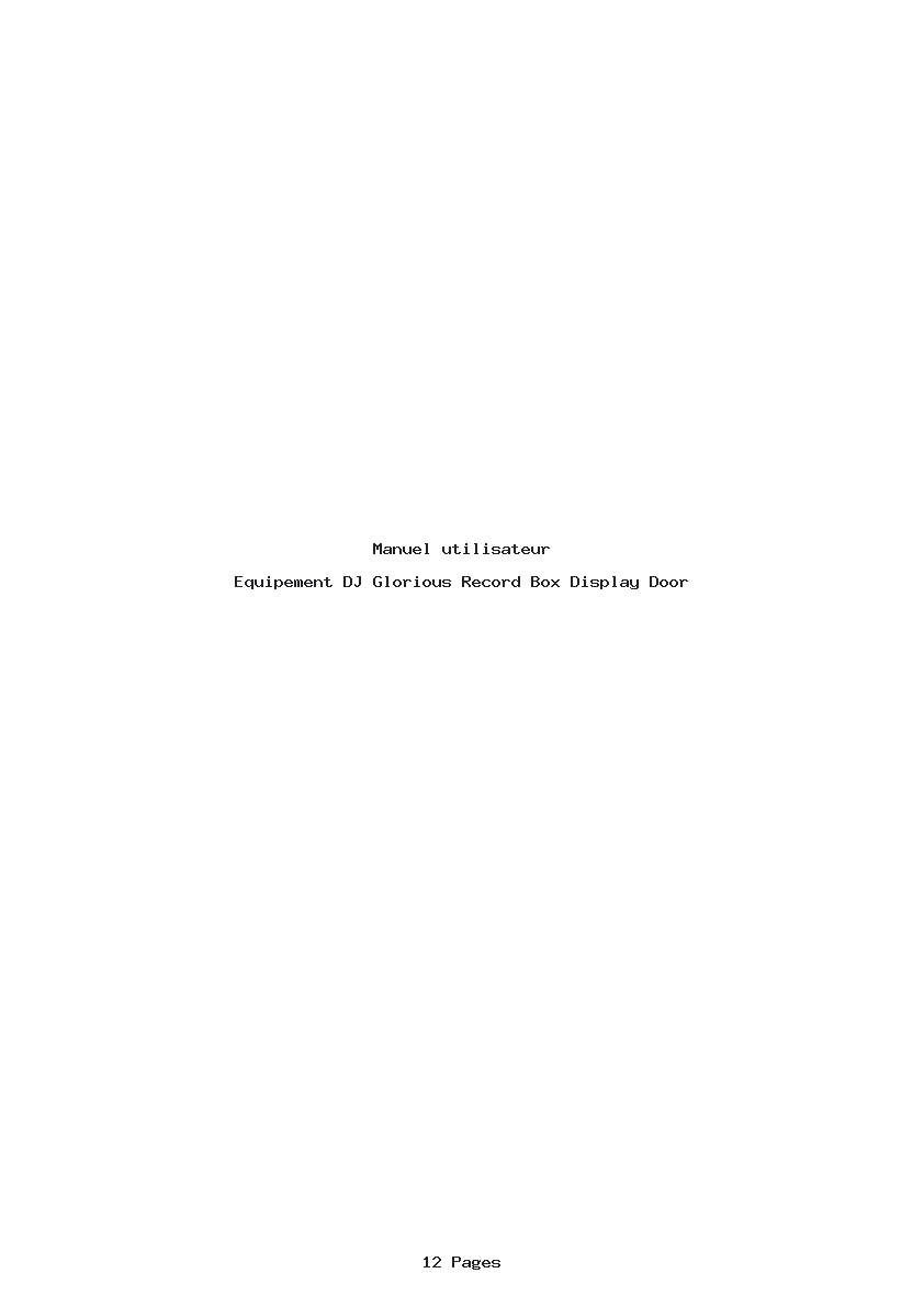 Page 1 de la notice Manuel utilisateur Glorious Record Box Display Door