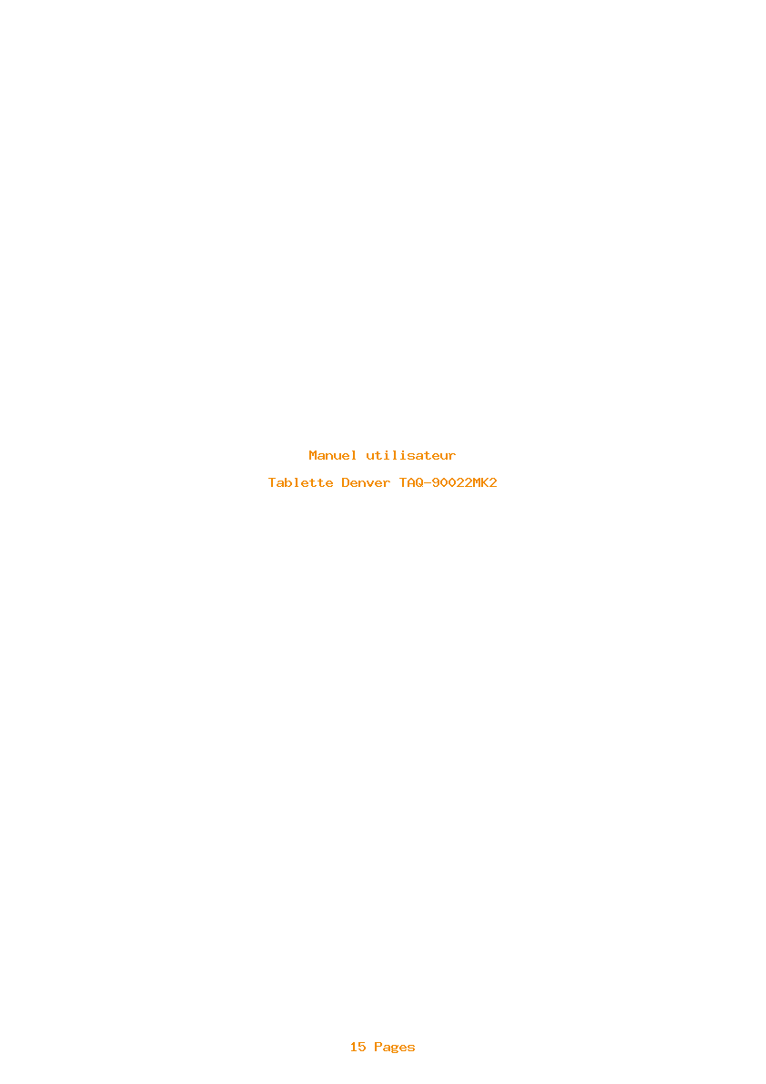Page 1 de la notice Manuel utilisateur Denver TAQ-90022MK2