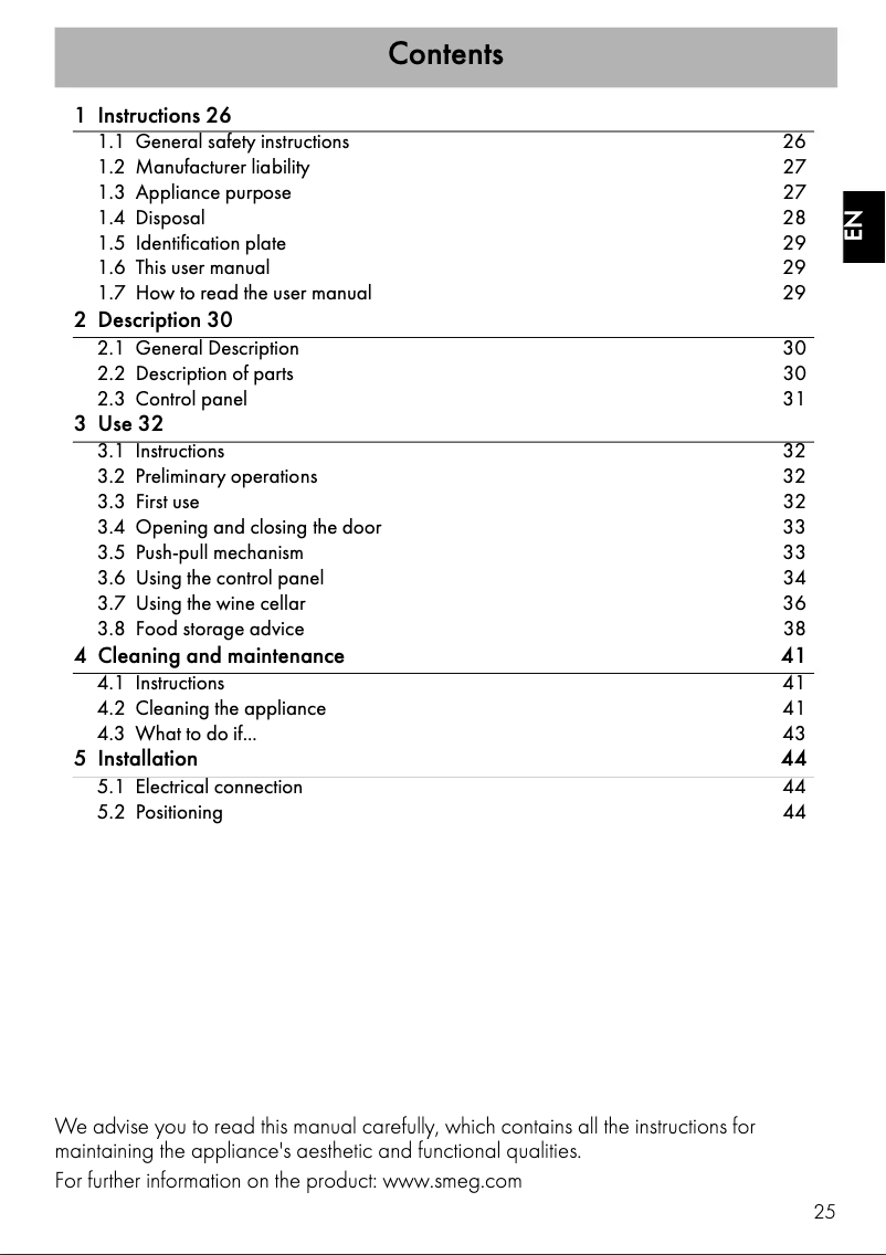 Page 1 de la notice Mode d'emploi Smeg CVF318X