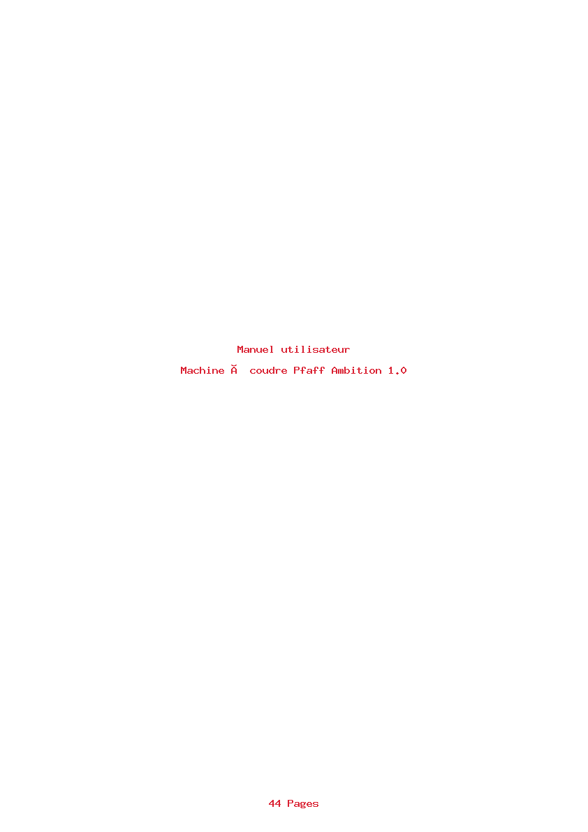 Page 1 de la notice Manuel utilisateur Pfaff Ambition 1.0