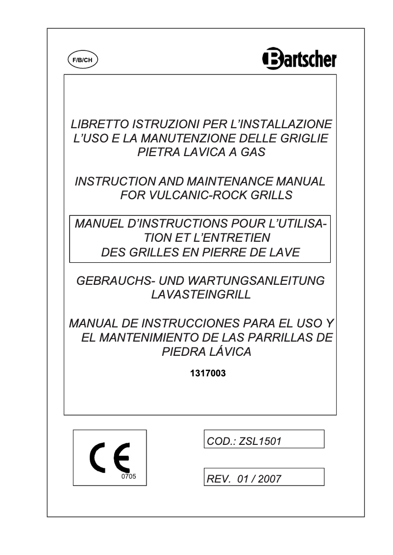 Page 1 de la notice Manuel utilisateur Bartscher 1317003