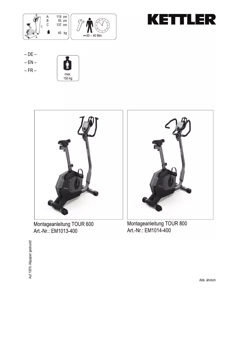 Página 1 del manual Manual de usuario Kettler Tour 600