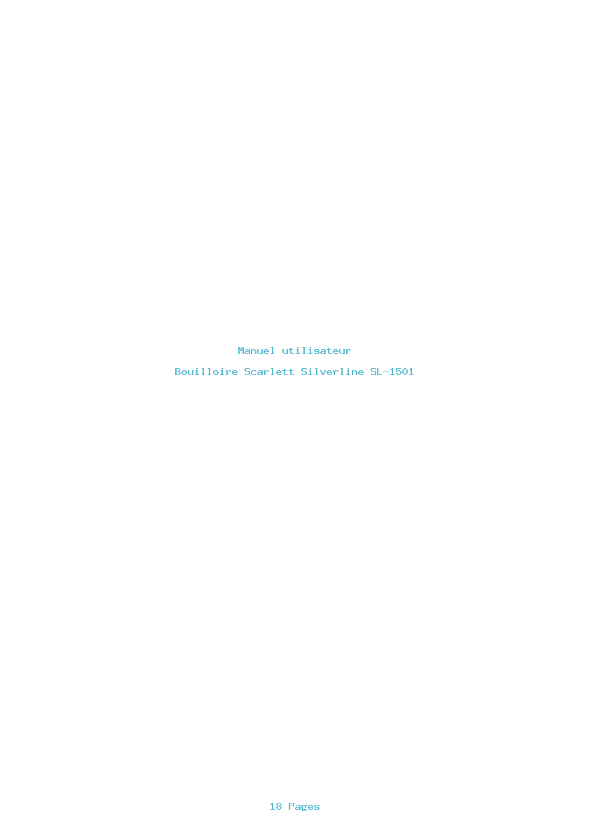 Page 1 de la notice Manuel utilisateur Scarlett Silverline SL-1501
